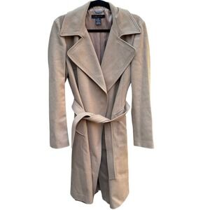 The Limited Beige Wool Cashmere Wrap Coat M Tie Belt Classic Trench Style